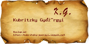 Kubritzky Györgyi névjegykártya